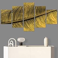 SIGNWIN 5 Panel Canvas Wall Art Modern Art Decorative Elements Expressive Leaves Multicolor Patterns Photography for Home Decorations Ready to Hang - 60