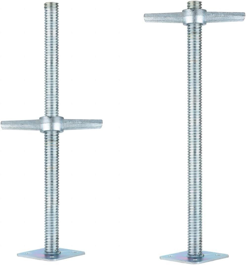 Scaffold Screw Jack, 30 cm, jambes réglables en acier galvanisé, avec plaque de base, 45 cm