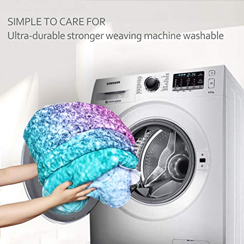 Blessliving-3-Piece-Comforter-Set--3D-Printed-Pink-Glitter-Bedding-Set-with-Pillow-Shams-Girls-Women-Reversible-Comforter-Twin-Size-Bedding-Sets--Soft-Comfortable-Machine-Washable-Blue-Turquoise