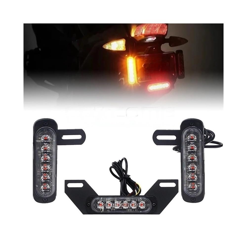 Fanale Posteriore Moto Doppia Targa A LED, Luce di Stop Posteriore, Luce di Stop A Raffica, Luce di Direzione Posteriore, Luce Ausiliaria per Targa