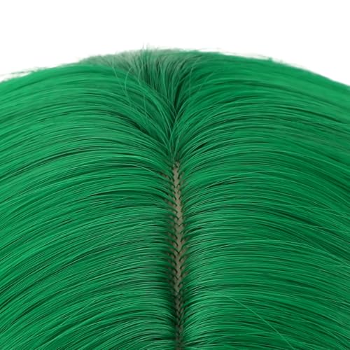 Image of PATTNIUM Green Wig for Girls Kids Long Curly Wavy Green Wigs Middle Part Hair Heat Resistant Synthetic Hair Wig with Wigs Cap