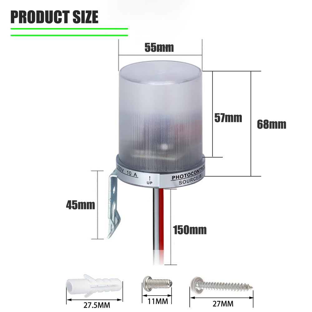 Meskliu Photocell Light Sensor Switch - 120-277V Dusk To Dawn Automatic Control, IP65 Outdoor - View #8