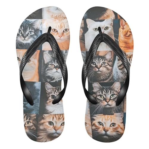 Cats Photo Women's Flip Flop Sandal Casual Summer Sandals, Mens Flip Flops for Beach Outdoor XS