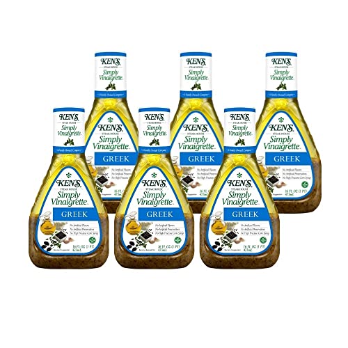 Ken’s Steakhouse Simply Vinaigrette Greek Dressing, Gluten Free with No Artificial Flavors, Preservatives or High Fructose Corn Syrup, 16 FL OZ Bottle (Pack of 6)