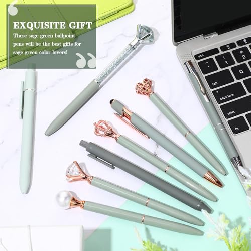 Image of Janmini 9 Pcs Ballpoint Pen Set Metal Crystal Diamond Glitter Pens for Diary Black Ink Pretty Cute Things Fancy Stationery Gifts for Women Girls Birthday