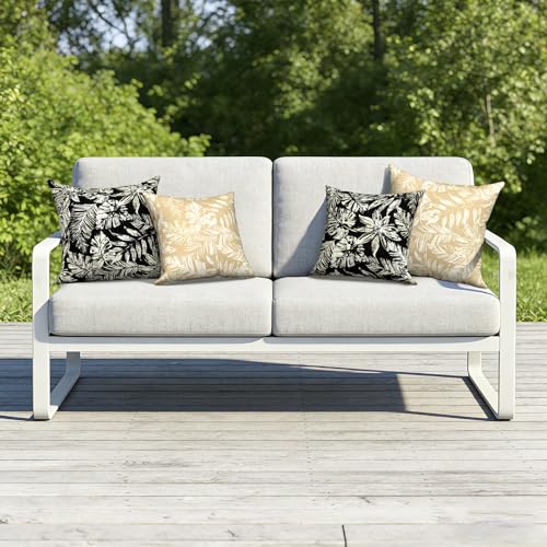 TWLEAR Outdoor Throw Pillow Covers 18x18 Inch, Decorative Pillow Covers for Patio Furniture, Tropical Leaf Black Modern Cushion Cases for Garden Couch Home Sofa, Pack of 2 by TWLEAR - Used condition - Image 5