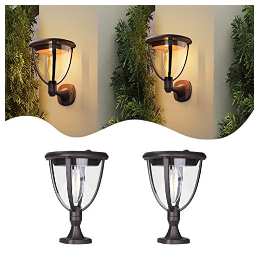 TEMFAU 3 EN 1 Luz Solar Exterior, 2 Pack Luces Solares con 2 Modos, IP65 Impermeable Lámparas Solares, Aplique Pared Exterior Auto ON/OFF para Porche, Jardin, Garaje, Blanco Cálido