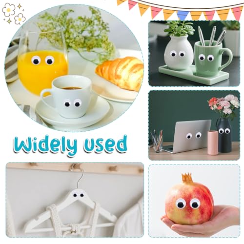 Image of TOAOB 150pcs 22mm Large Wiggle Googly Eyes Self Adhesive Sticker Eyes | Plastic Black Round Eyeballs, DIY Arts Crafts, Scrapbooking Accessories