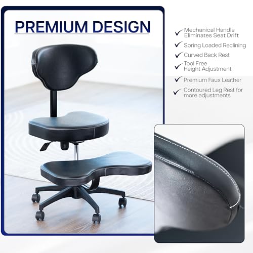 Image of VIVO Black Mobile Cross Legged Office Chair with Back Support, CHAIR-CL03B | For Yoga Meditation, ADHD, Height Adjustable, Full Swivel Seat, Holds 242 lbs