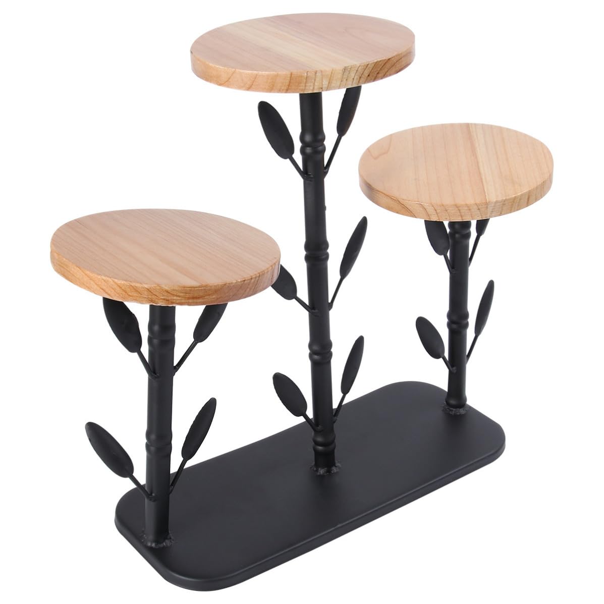 Espositore per Piante in Ferro e Legno Nero, Decorativo