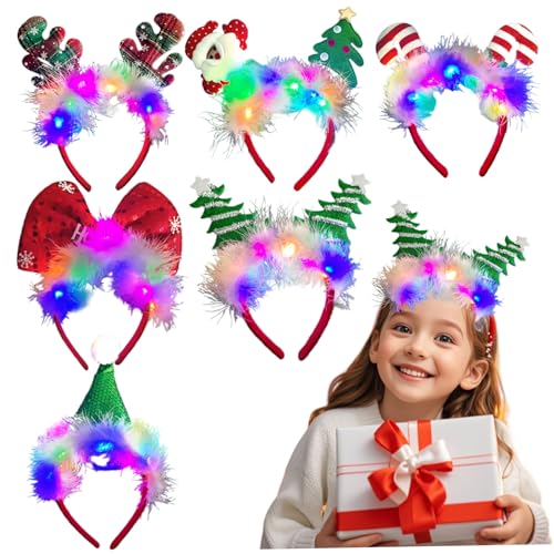 Bandeaux de Noël lumineux à LED et plumes, cadeaux de vacances amusants
