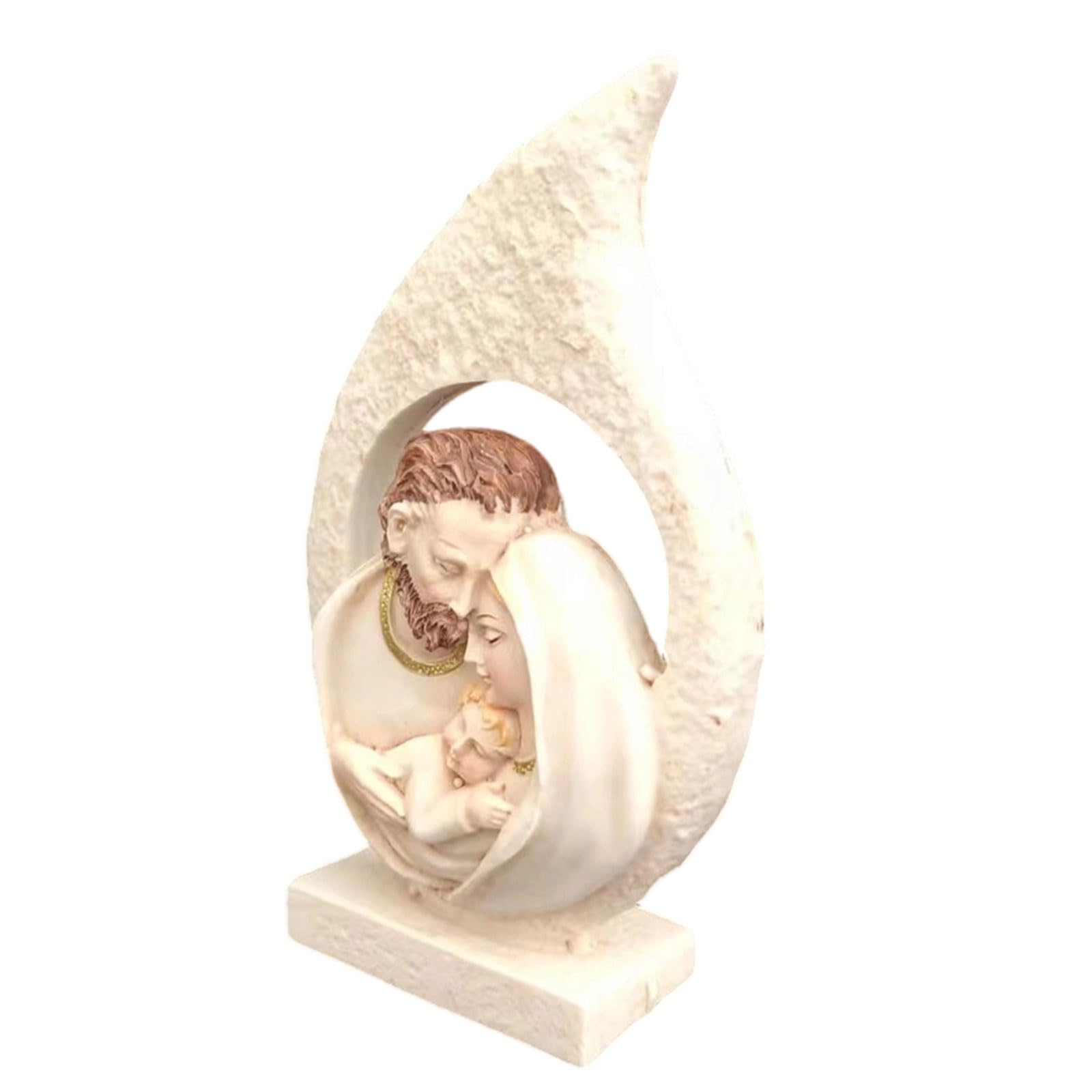 Limtula Resin Nativity Figurines Xmases Natvity Scene Statues Desktop Ornament Resin Manger Holy Family Sculptures Home Decors Holy Family Figurine Statue with Stable