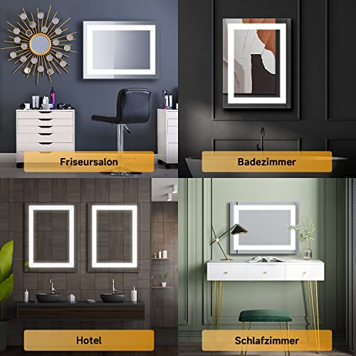 Badspiegel Elegant mit LED-Beleuchtung 60 x 50 cm