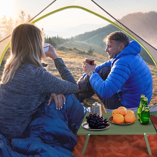 Outplea Small Folding Camping Table Mesa Pequeña Plegable para Camping, Mini Mesa Portátil Baja de Playa, Verde miniatura 6