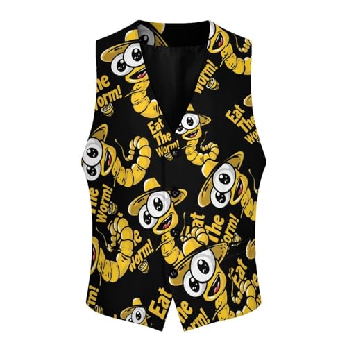 Eat The Worm Men's Suit Vests Business Formal Dress V-Neck Waistcoat Tops with 2 Pockets4