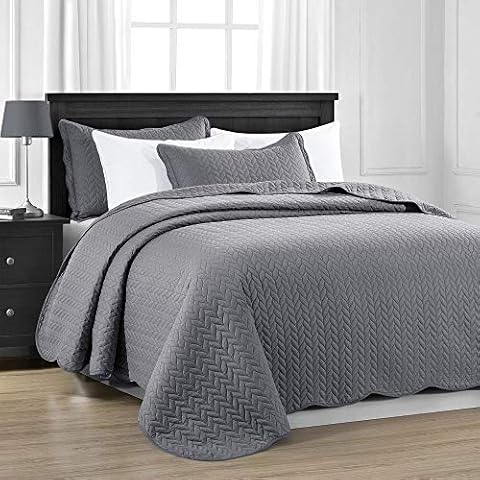 MOONLIGHT20015 Quilted bedspread throw-King 240x260 CM + 2 Pillow Shams for Bedroom Decor Reversible Coverlet Embossed Quilt Bedspread with Matt Finish Cover