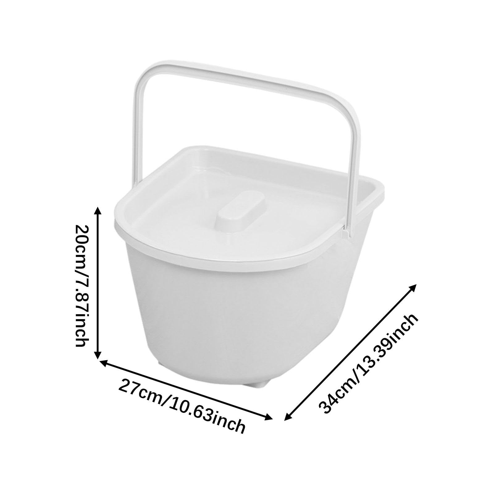 Commode Chair Bucket con Vaso Da Notte Leggero Secchio per Sedia Da Toilette Portatile con Manico Urinale Pratico in Resina PP Recipiente per Squat Co, Bianco