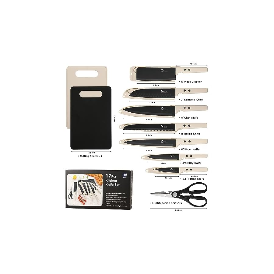 17-Piece-Kitchen-Knife-Set-Black-Stainless-Steel-Knives-with-2-Cutting-Boards-Safety-Sheaths-Included-Dishwasher-Safe-Ultra-Sharp-Blades-Essential-Kitchen-Tools-for-New-Homes CuCut 17-Piece Kitchen Knife Set - Black Stainless Steel Knives with 2 Cutting Boards, Safety Sheaths Included, Dishwasher Safe, Ultra-Sharp Blades, Essential Kitchen Tools for New Homes