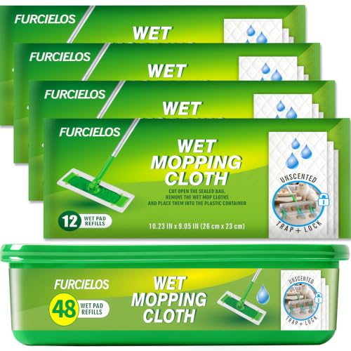 Image of 48 Count Heavy Duty Wet Pad Refills, Compatible with Swiffer Sweeper Mop & Clorox Mop, Disposable Unscented Wet Mopping Cloths for Multi-Surface Floor Cleaning