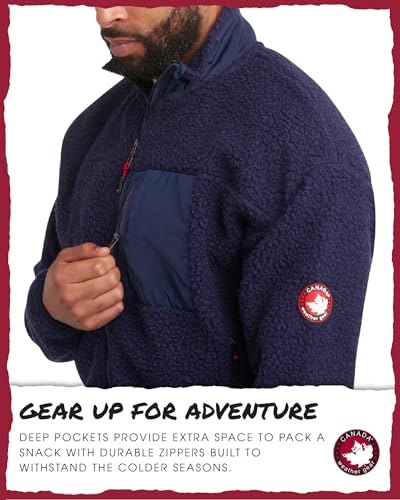 CANADA WEATHER GEAR Men's Fleece Jacket - Sherpa Lined Zip Up Jacket with Nylon Panels - Warm Outdoor Jackets for Men (M-XXL)3