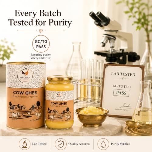 Image of Vaideek Wellness Pure Cow Ghee Cultured Desi Ghee| Bilona Cow Ghee Two Way Churned | Made In Earthen Pots | Lab Certified | 500 Ml