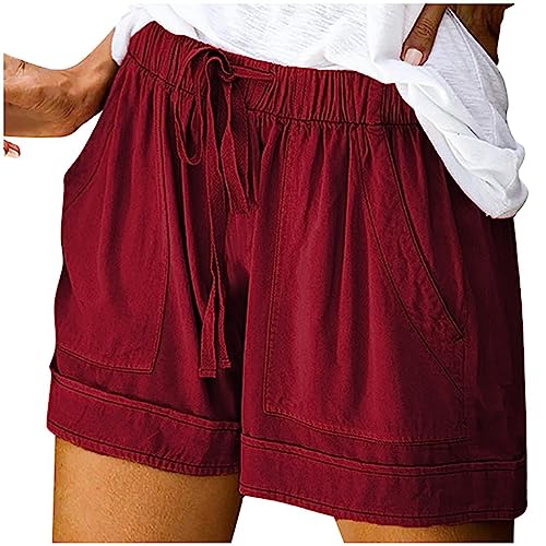 PTLLEND Kurze Hose Damen Shorts Sommer Mode Lässige Musselin Hose mit...