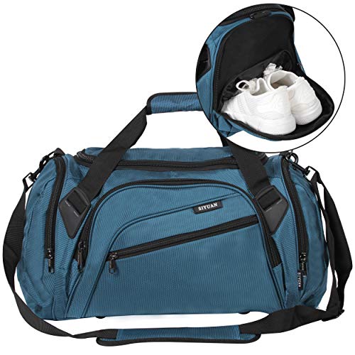 Mens Travel Bag,SIYUAN Gym Bag for Men Sports Duffel with Shoe Compartment, Water Resistant Durable Workout Bag 54L 19 Inches Length,Royalblue,Large