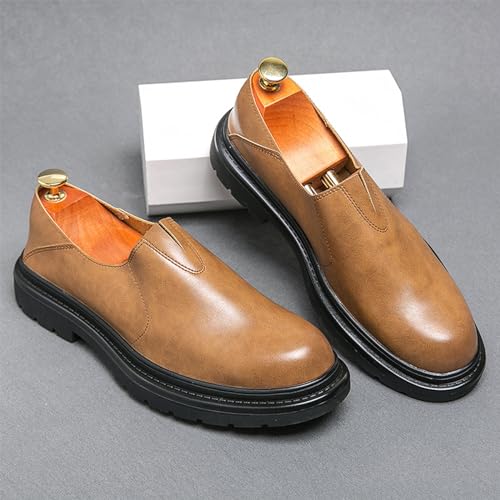 Men's Leather Slip-On Casual Loafers Comfortable Lightweight Walking Shoes Business Working Office Oxford Shoes2