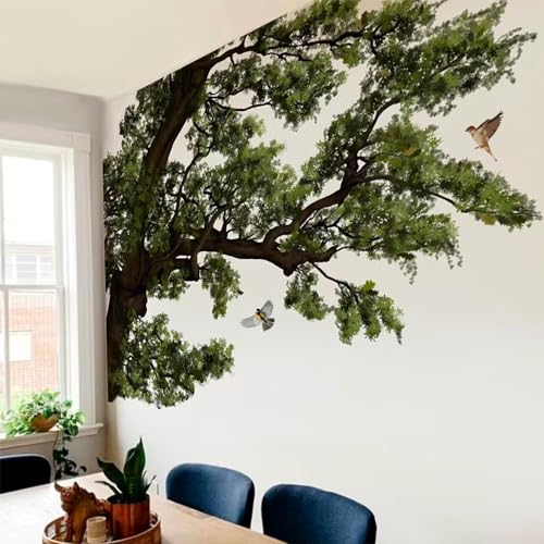 astrkiz 70.86X48.42 Original Hand Drawn Realistic Huge Dark Oak Tree Wall Decals Peel and Stick for Kids Room