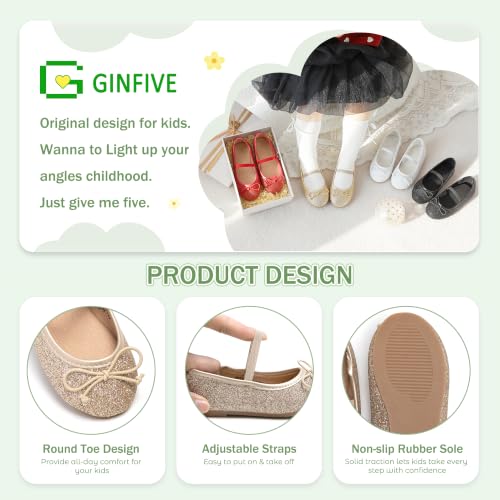 Image of GINFIVE Toddler Girls Dress Shoes Little Girls Mary Janes Ballerina Flats Shoes Toddler