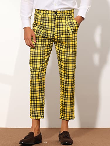 Lars Amadeus Plaid Cropped Pants for Men's Slim Fit Business Dress Pants Checked Slacks2