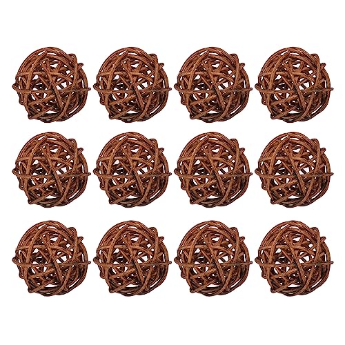 sourcing map Lot de 20 boules décoratives en rotin - 3 cm - Pour remplissage de vase, mariage, jardin, couloir, fête - Marron