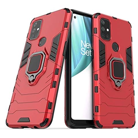Ranyi OnePlus Nord N10 5G Case, Slim Fit Armor Case with 360 Rotating Ring Holder Kickstand Stand Shock Absorbing Dual Layer Rubber Protection Hard Case for OnePlus Nord N10 5G 6.49" -red Cover