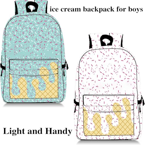 Ice Cream Backpack Kawaii Shoulder Backpacks, Ice Cream Drip Backpack, with Side Pockets, for Daily Use Travel Hiking Camping (E-PCS)4