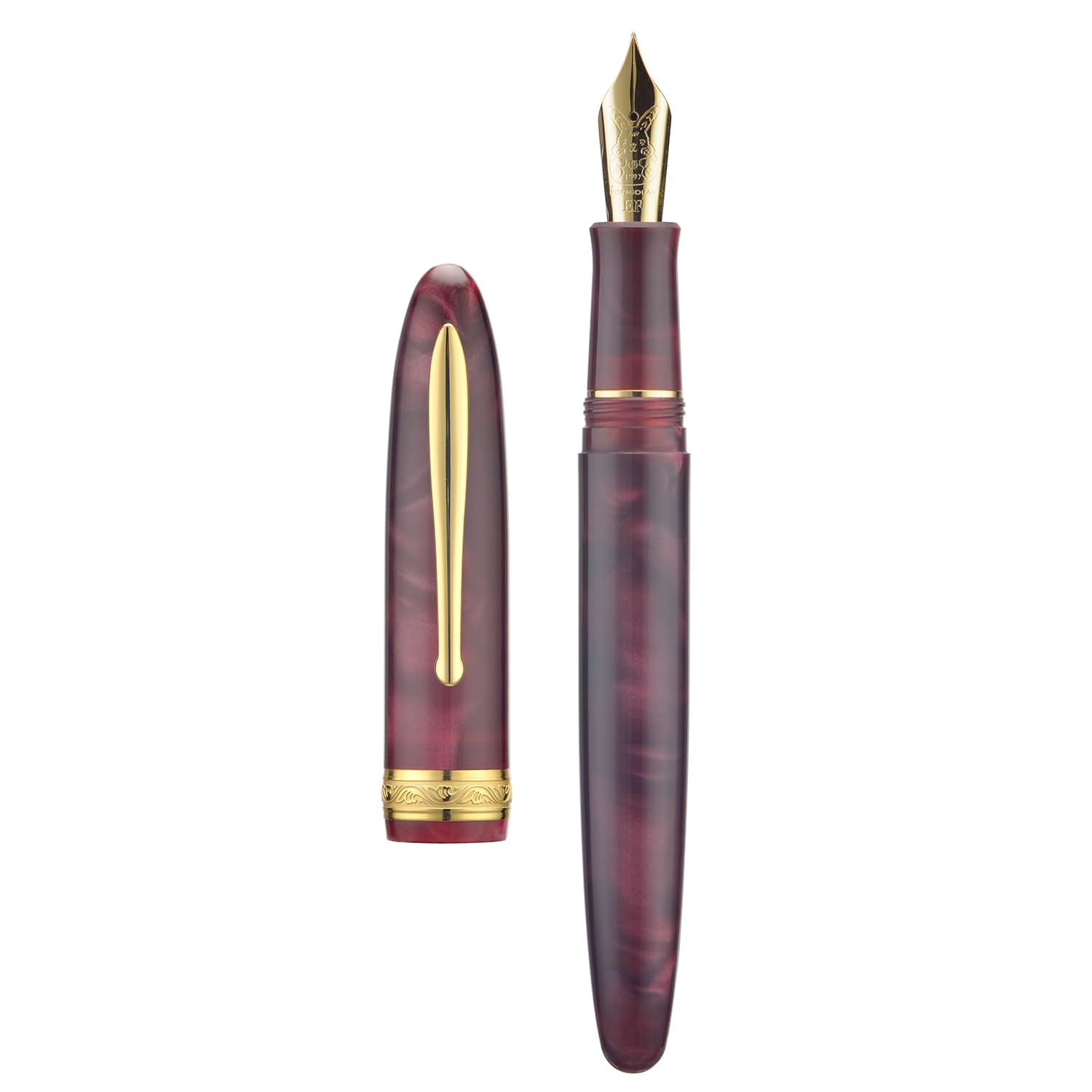 ワインレッド 万年筆 金メッキペン先　　14k ワインレッド 万年筆 金メッキペン先14k