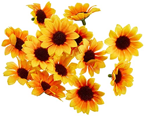 Glorex GmbH GLOREX 6 3803 593-Fiori di Girasole, Artificiali, Dimensioni Circa Pezzi, per Decorare, Come Decorazione sparsa, Not Known, Yellow-Black, 30-35 mm, 15 unità