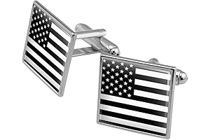 Subdued American Flag Black White Military Tactical Square Cufflink Set
