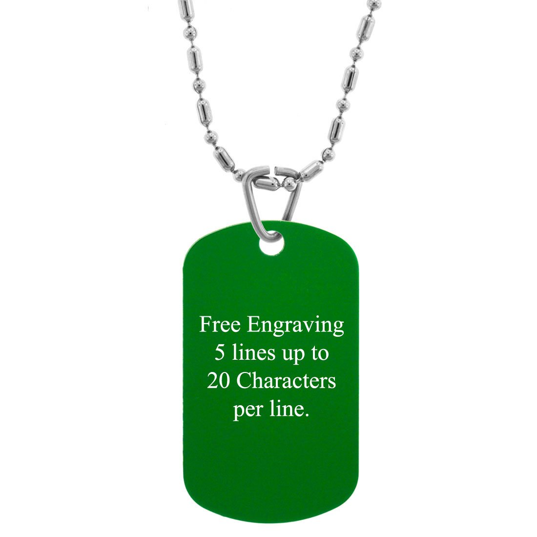 Gifts Infinity® Custom Engraved Personalized Medical Alert ID Dog Tag, Pendants, Necklace (Green)