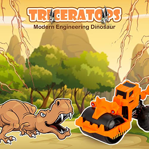 Image of Zest 4 Toyz Friction Powered Toys for Kids Dinosaur Engineering Vehicle Animal Figure Playset Birthday Gift for Boys Girls Toddlers (Pack of 2) Multi Color