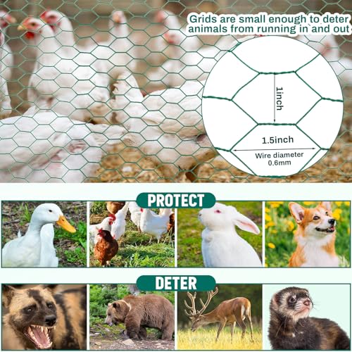 GlikCeil 48 in x 100 ft Chicken Wire Fencing, Metal Chicken Wire Fence for Crafting, Garden Protection, 0.5 Inch Hexagonal Galvanized Hardware Cloth Netting for Fowl Coop Barrier, Rabbit Cage(Green) by GlikCeil - Image 4