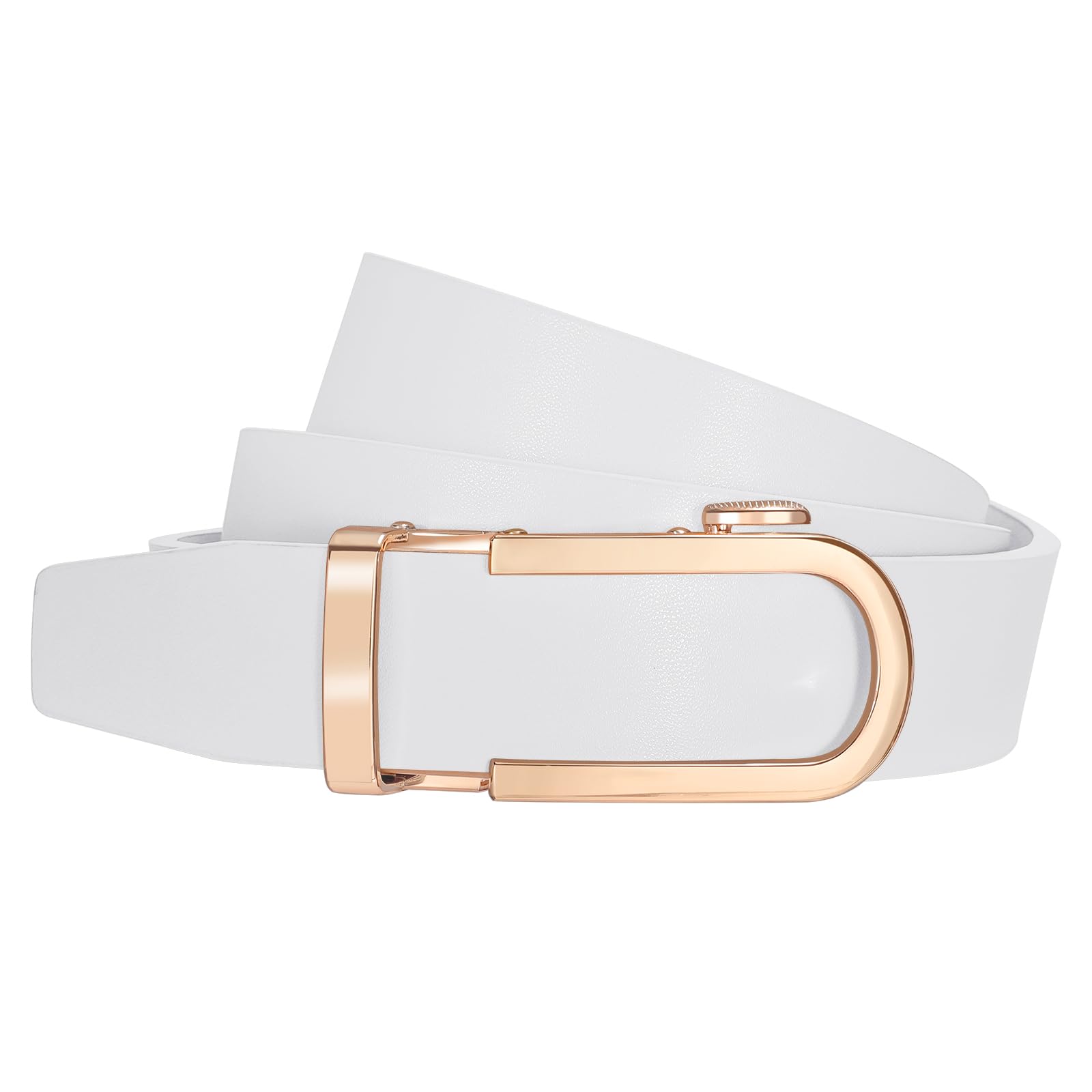 SUOSDEY Women Leather Ratchet Belt for Jeans Pants with Gold Automatic Sliding Buckle,Ladies Dress Belt,Width 1.2"