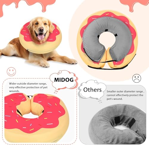 Image of MIDOG Inflatable Dog Cone Alternative for After Surgery - Soft Protective Donut Collar Prevents Licking & Allows Eating, Comfortable Recovery E-Collar Alternative for Small Medium Large Dogs (Red,M+)