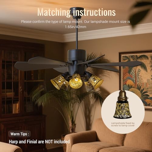 Image of 4 pack ceiling fan light covers- small lamp shades,mini lamp shades,metal lamp shade for pendant light shade, wall lamp, with 1-5 /8 inch Fitter, 4-3 /4 inch Height and 4-3 /4 inch Diameter, black and gold colors.