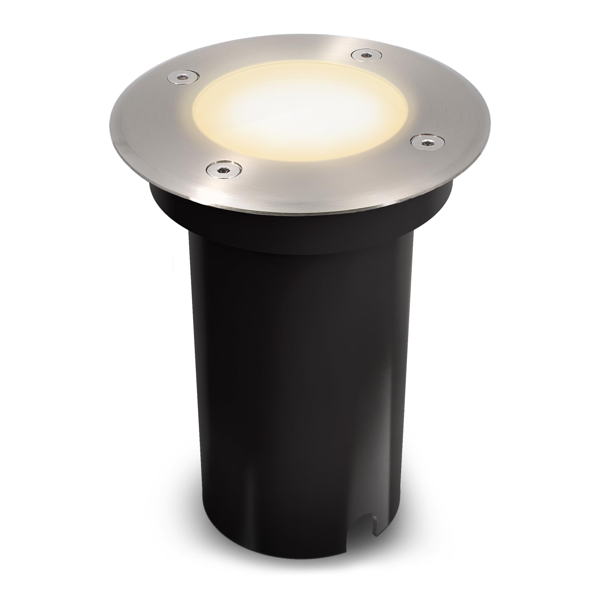 SSC-LUXon 6er Set KALPA LED Bodenleuchte rund silber gebürstet GU10 3W drei einstellbaren Lichtfarben 3CCT IP67 Bodeneinbaustrahler regenfest & befahrbar