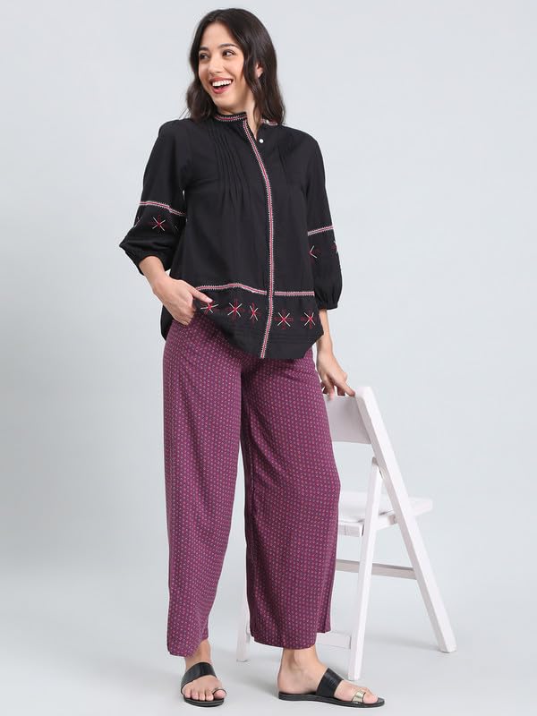 Image of GO COLORS Soft Viscose Printed Palazzo Full Length for Women| Breathable, Mid Rise