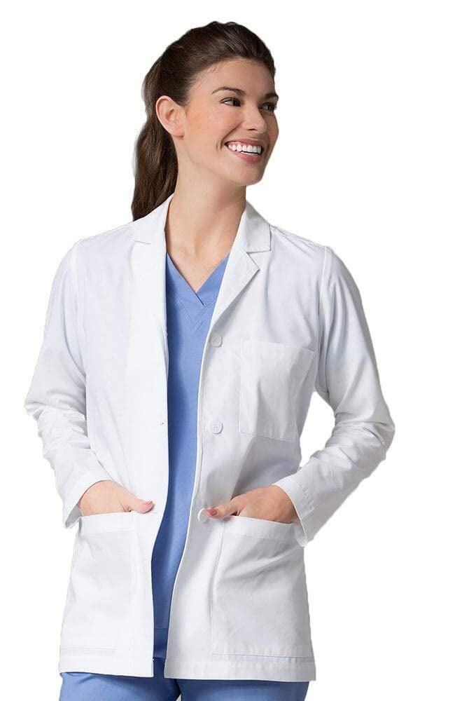 Abrigo de laboratorio de polialgodón para mujer, talla 32, Blanco, 32,38,40,42,44,46