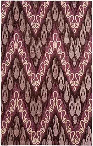 SAFAVIEH Ikat Collection Area Rug - 5' x 8', Dark Brown & Purple, Handmade Wool, Ideal for High Traffic Areas in Living Room, Bedroom (IKT473A)
