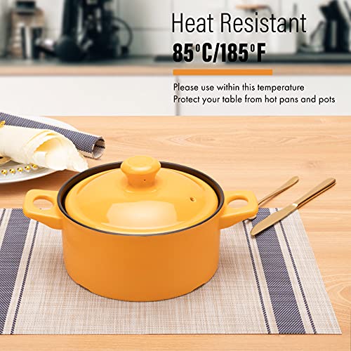 Winknowl Placemats, Set Of 8 Heat Resistant Stain Resistant Non-Slip Woven Vinyl Insulation Placemats, Washable Durable Elegant Table Mats For Dining (Beige Blue) #TOP2