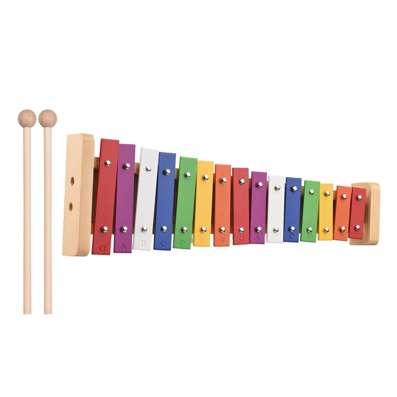 Ksylofon Muzyczny 15 Uwaga Glockenspiel Ksylofon Drewniana Podstawa Kolorowe Pręty Aluminiowe Instrument Muzyczny Prezent Perkusyjny Z 2 Młotkami
