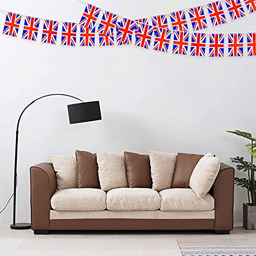 AhfuLife 60 Pcs Union Jack String Flags for VJ-Day 80th Anniversary Decorations, Small British Flag Bunting Banner- Double Sided for Street Garden Football Party Decor (5.5×8.3 Inch -33 Ft)
